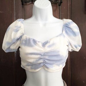 🥰 B2G1F iHeartRaves Cloud Daze Off Shoulder Crop Top in Blue/White Size Medium